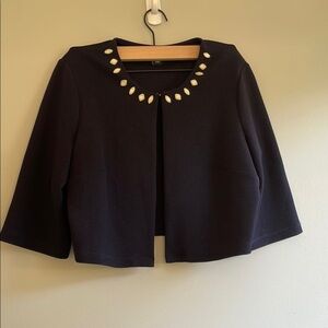 Perceptions Black Sweater with Pearl Details